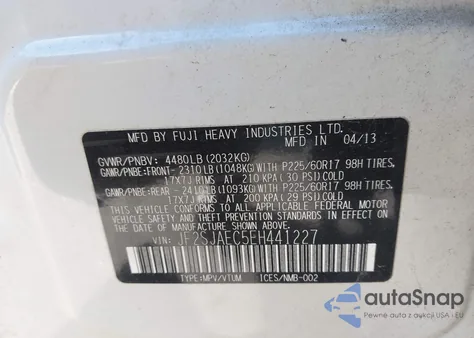 2014 Subaru Forester 2.5I Premium из США, поврежденный, VIN JF2SJAEC5EH441227